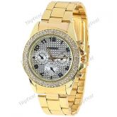 Elegante Aço Inox Unisex Quartz Relógio de pulso Analog Watc