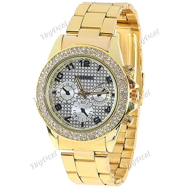 Elegante Aço Inox Unisex Quartz Relógio de pulso Analog Watc