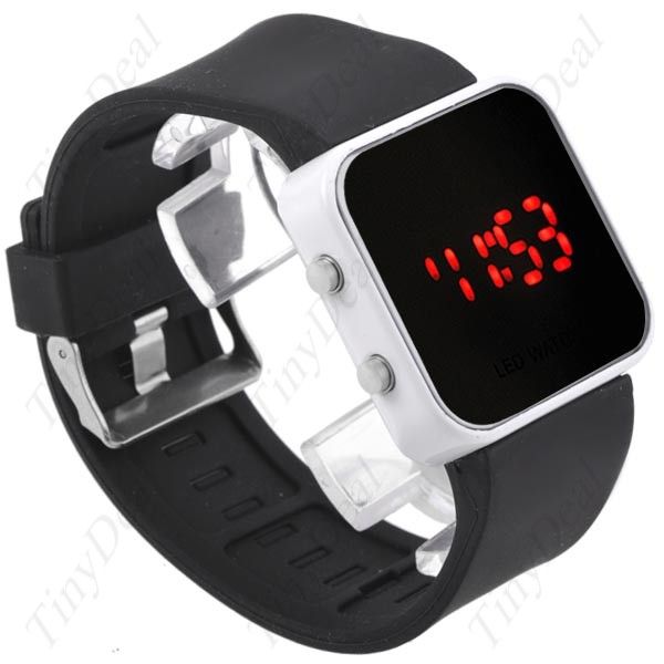 Red LED Digital Assista Bangle para Masculino Feminino - Pre
